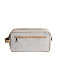 Joe Natural Cotton & Leather Clutch in Grey-Nude