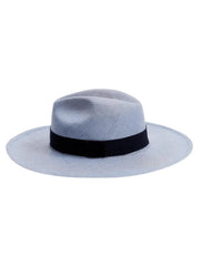 Ezra Blue Straw Panama Hat with Black Band