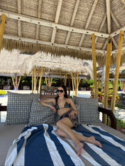 Elvira Jain Hermione Black Triangle Side Tie 3D Bikini Set with Evita Black Optical Tie Side Sarong