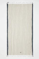 Capri Towel in Dark Blue and Beige