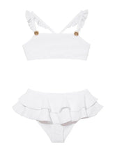 Dassy Kids Bikini Set with White Ruffle Straps and Layered Skirt