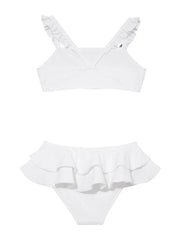 Dassy Kids Bikini Set with White Ruffle Straps and Layered Skirt