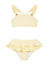 Dassy Kids Yellow Ruffle Strap Bikini Set with Layered Skirt