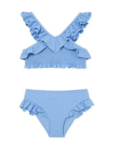 Effy Kids Bikini Set in Baby Blue with Ruffle Straps and Trim