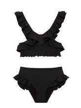 Effy Kids Bikini Set with Black Ruffle Straps and Trim