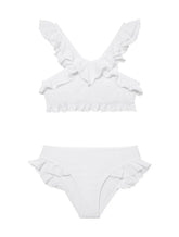 Effy Kids Bikini Set with White Ruffle Straps and Trim
