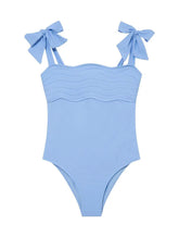 Everlee Baby Blue Kids Swimsuit with Bow Strap Detail