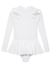 Jojo White Textured Ruffle Skirt Swimsuit