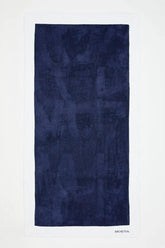 Monaco Towel in Dark Blue and White