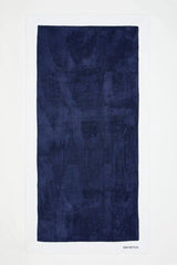 Monaco Towel in Dark Blue and White