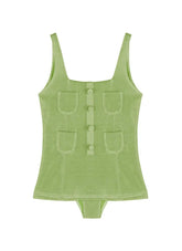 Nil Kids Green Square-Neck Swimsuit with Pocket Detail
