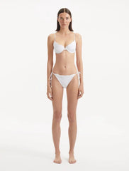 Doina Salila White Underwired Side Tie Wave Textured Bikini Set