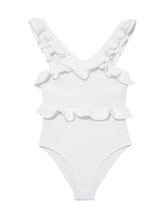 Sissy Kids' White Ruffled Textured Swimsuit