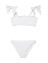 Tia White Kids Bikini Set with Bow Strap Detail