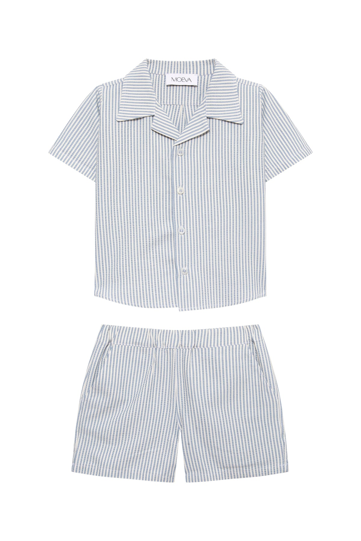 Damian Kids Blue/White Striped Shirt and Shorts Set