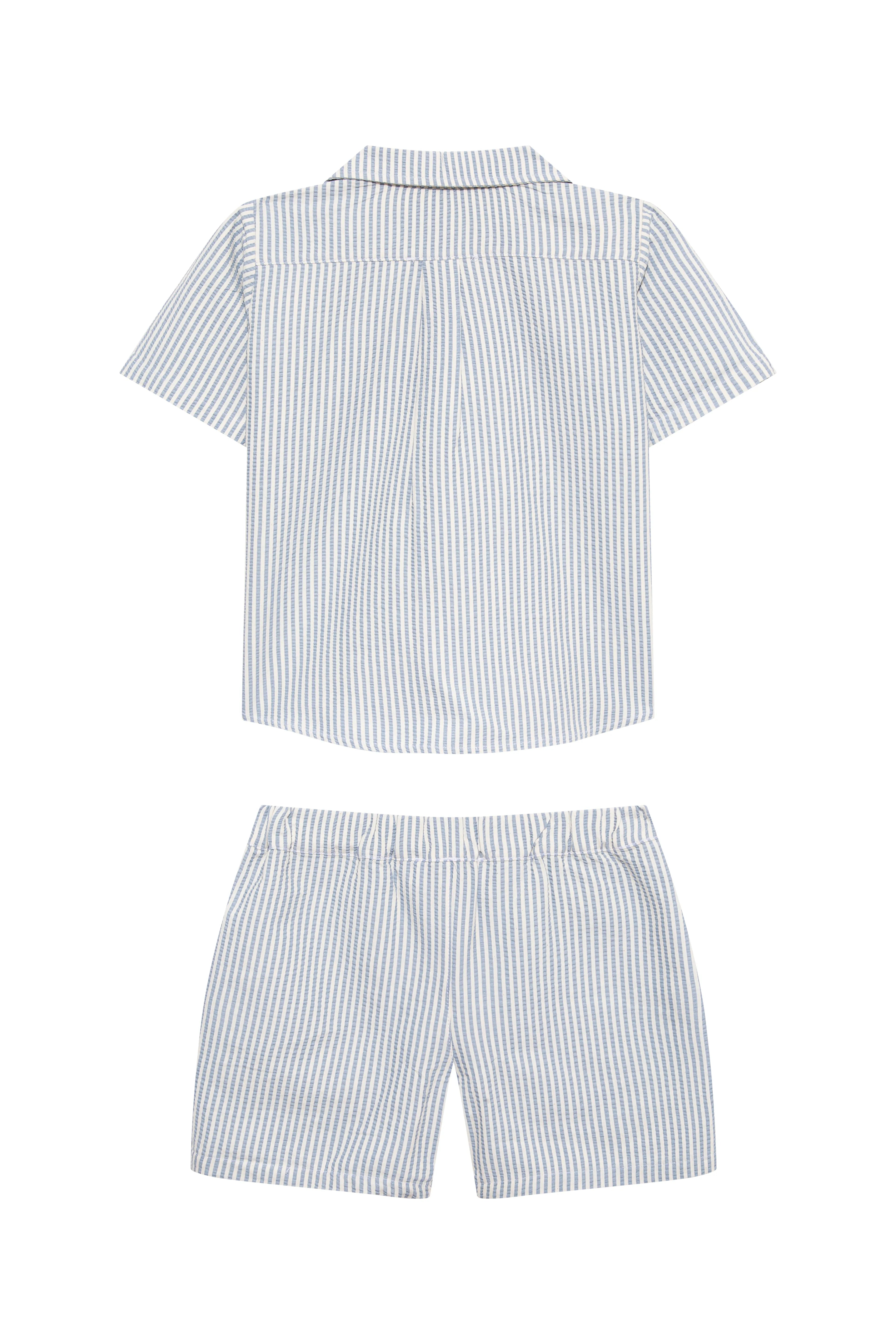 Damian Kids Blue/White Striped Shirt and Shorts Set