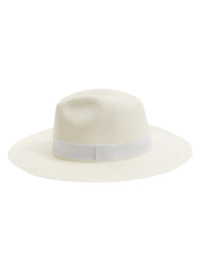 Billy White Natural Straw Hat with Grosgrain Band