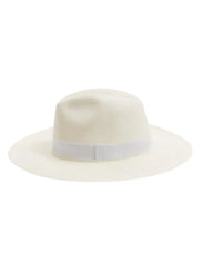 Billy White Natural Straw Hat with Grosgrain Band