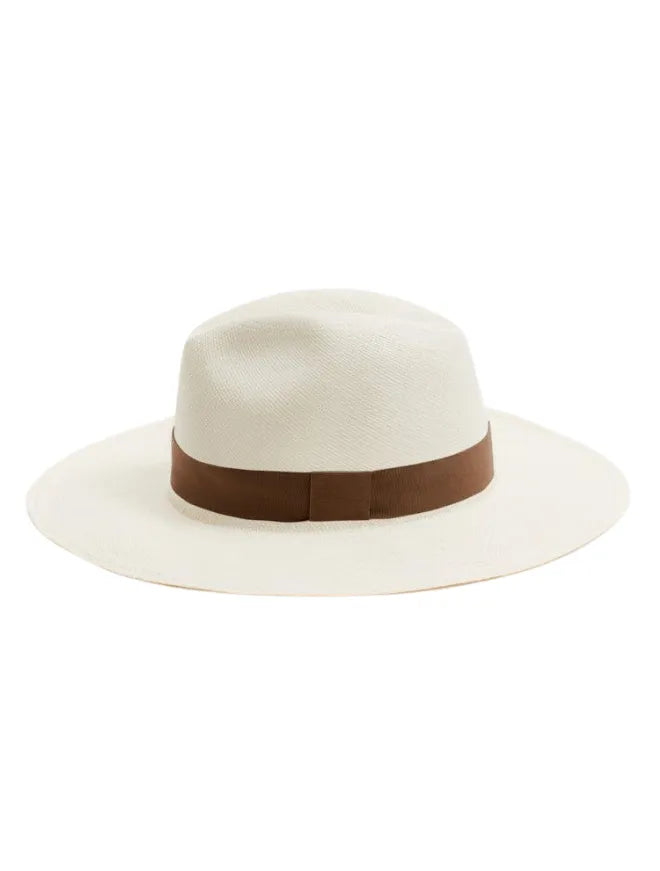 Billy Natural Straw Hat with Brown/Nude Grosgrain Band