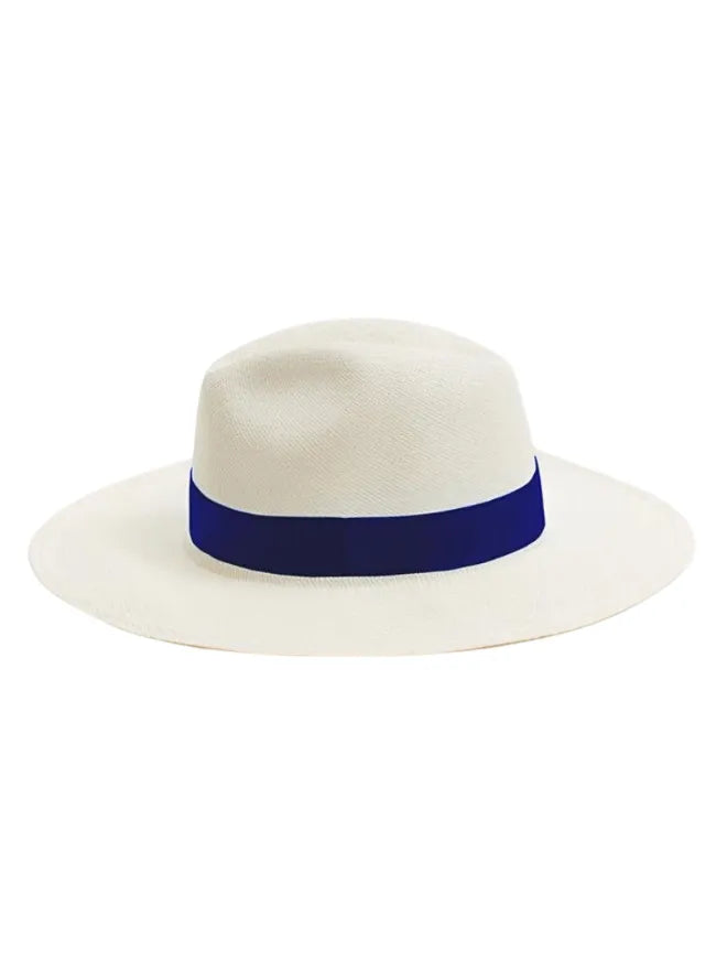 Billy Natural Straw Hat with Dark Blue Grosgrain Band