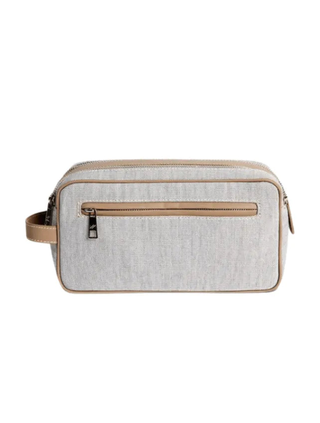 Joe Natural Cotton & Leather Clutch in Grey-Nude