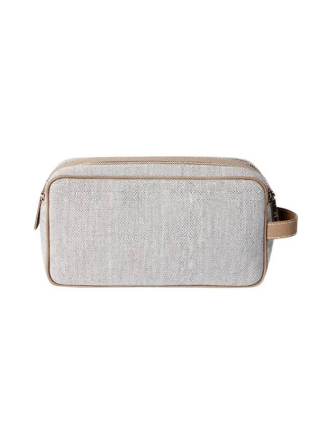 Joe Natural Cotton & Leather Clutch in Grey-Nude