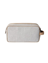 Joe Natural Cotton & Leather Clutch in Grey-Nude