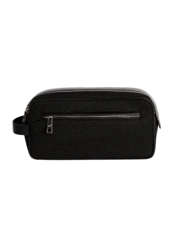 Joe Natural Cotton and Leather Black Clutch