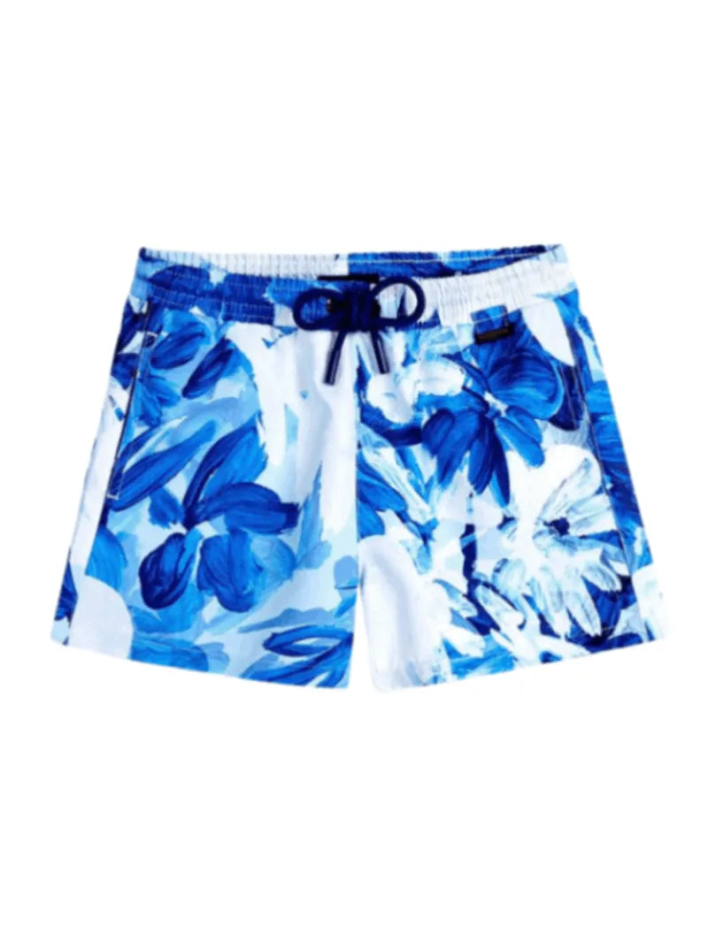Charlie Blue Abstract Quick-Dry Swim Shorts for Kids