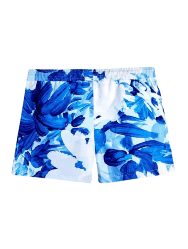 Charlie Blue Abstract Quick-Dry Swim Shorts for Kids