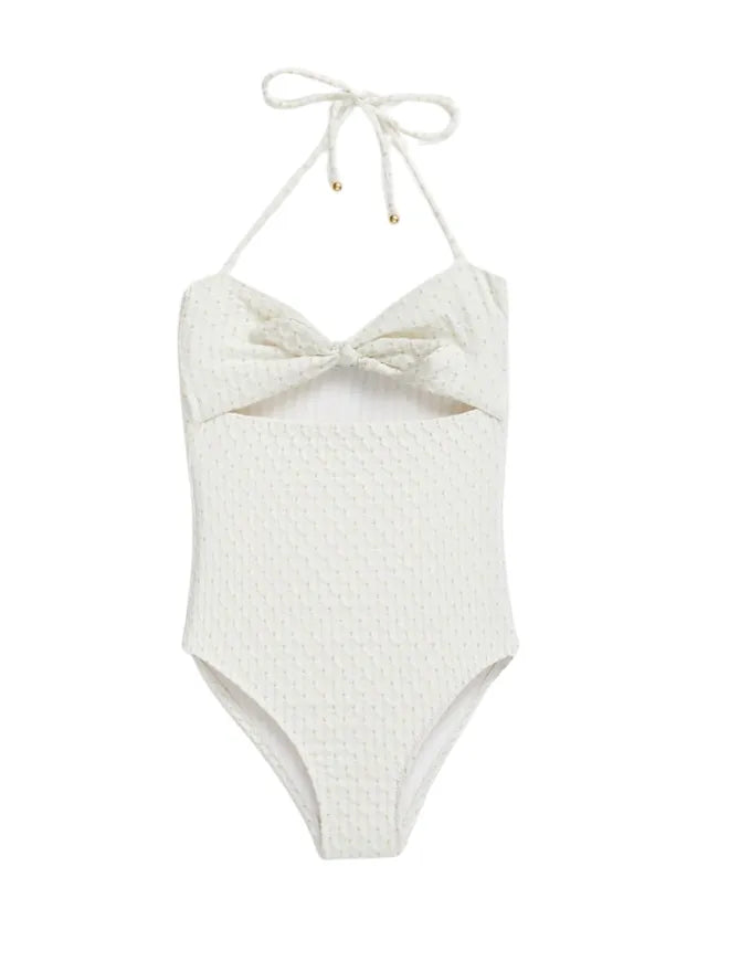 Blossom Seersucker White Swimsuit
