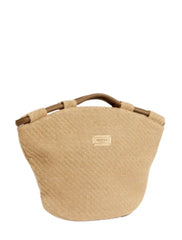 Pilar Nude Large Natural Straw Tote Bag with Rolled Handles