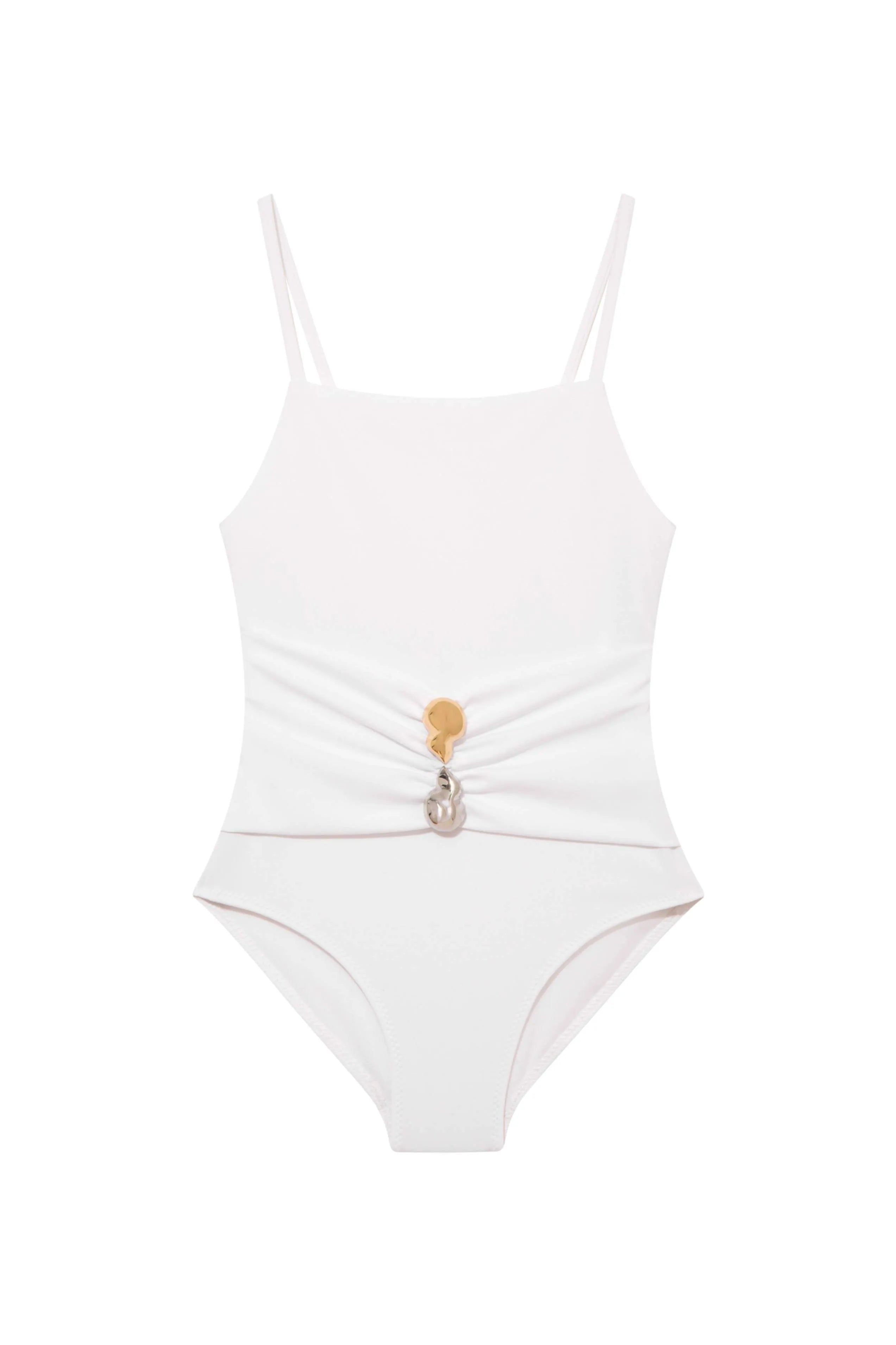 Gigi Kids White Scoop Neck Swimsuit