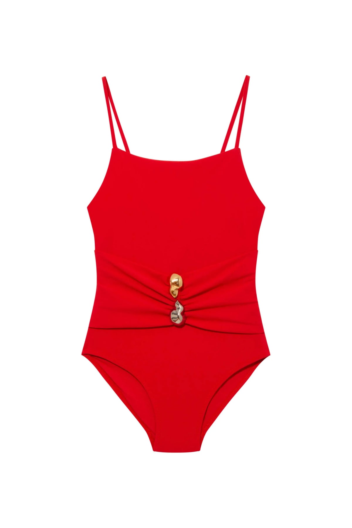 Gigi Red Scoop Neck Kids Swimsuit