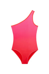 Kids One-Shoulder Swimsuit in Honey Pink/Red