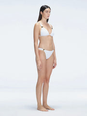 Zella Women's Solid White Triangle Bikini Set with Medium Coverage