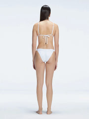 Zella Women's Solid White Triangle Bikini Set with Medium Coverage