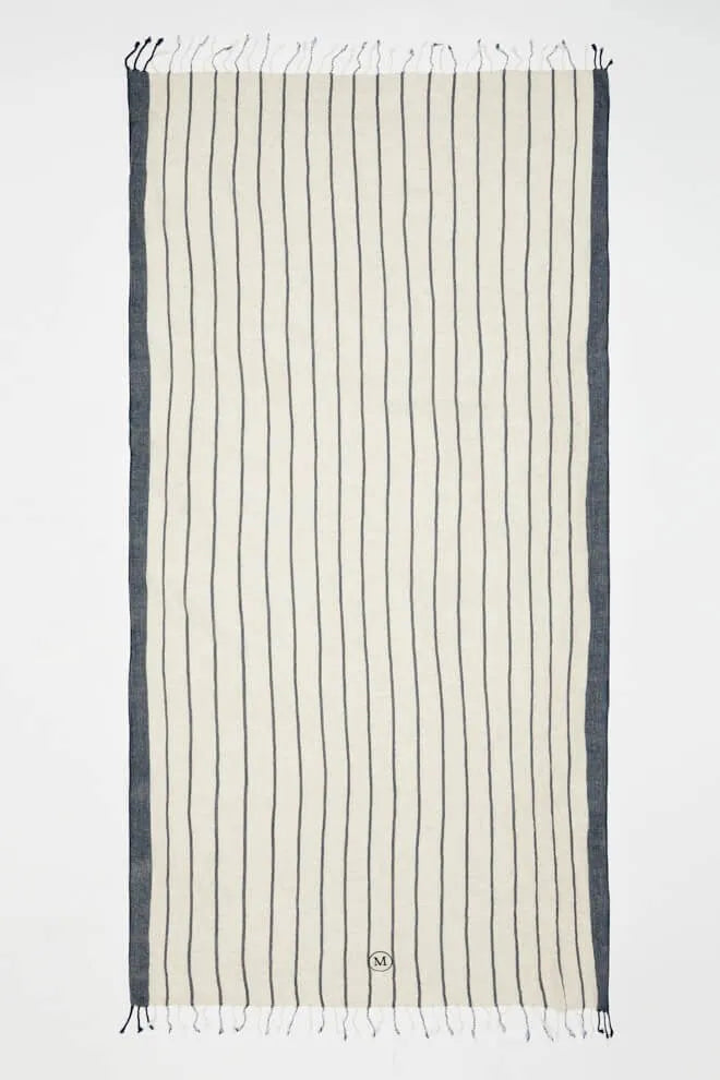 Capri Towel in Dark Blue and Beige