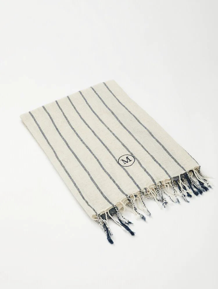 Capri Towel in Dark Blue and Beige