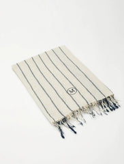 Capri Towel in Dark Blue and Beige