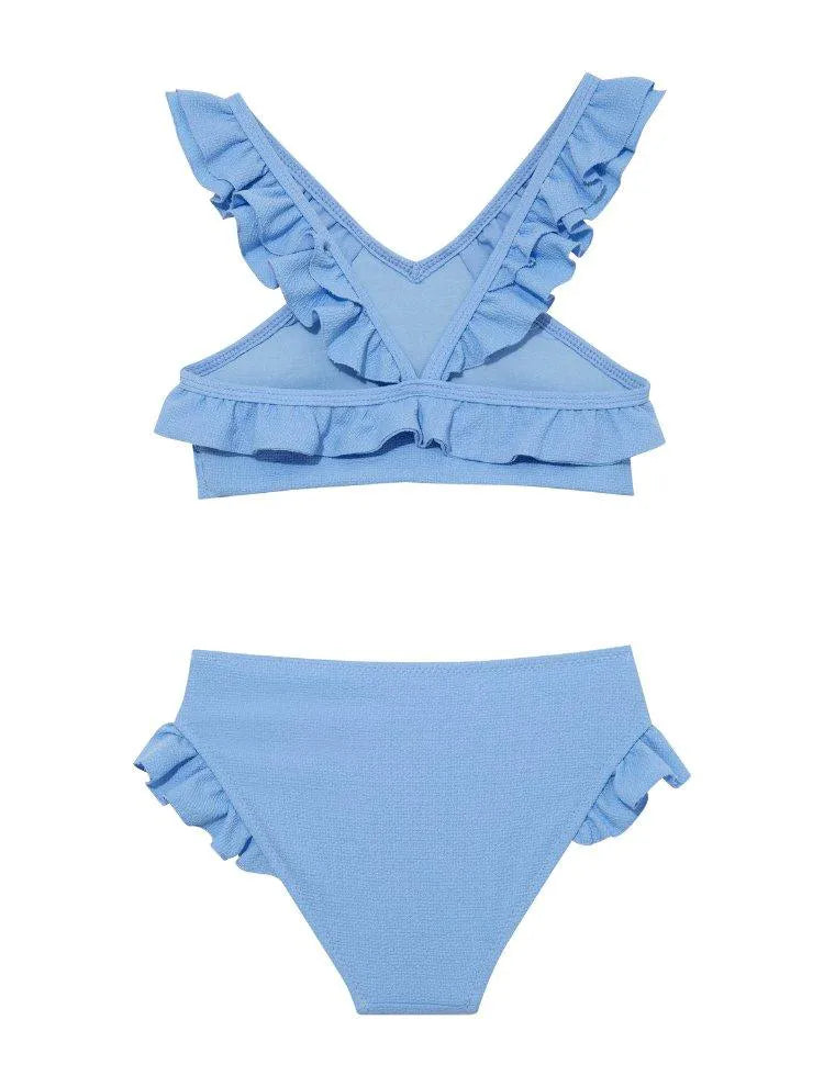 Effy Kids Bikini Set in Baby Blue with Ruffle Straps and Trim