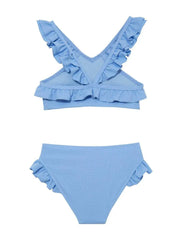 Effy Kids Bikini Set in Baby Blue with Ruffle Straps and Trim