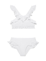 Effy Kids Bikini Set with White Ruffle Straps and Trim