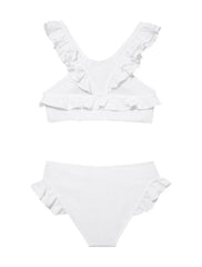 Effy Kids Bikini Set with White Ruffle Straps and Trim