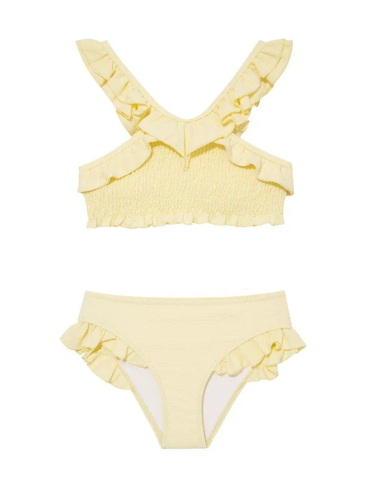 Effy Kids Yellow Ruffle Bikini Set with Strap and Trim