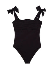 Everlee Black Kids Swimsuit with Bow Strap Detail