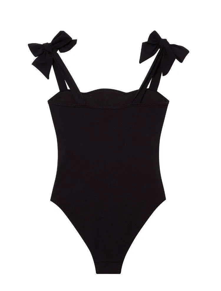Everlee Black Kids Swimsuit with Bow Strap Detail