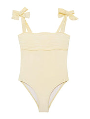 Everlee Yellow Kids Swimsuit with Bow Strap Detail