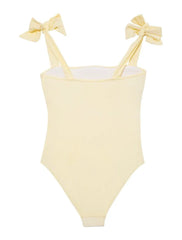 Everlee Yellow Kids Swimsuit with Bow Strap Detail
