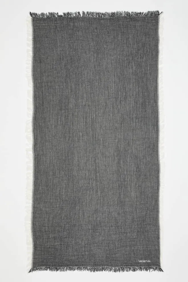 Ibiza Towel in Black and Ecru